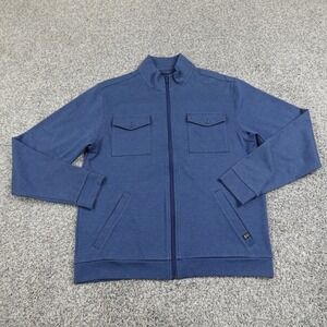 2Undr Jacket Mens M Blue Houndstooth Zip Flap Pocket Bomber‎ Sweater Sweatshirt